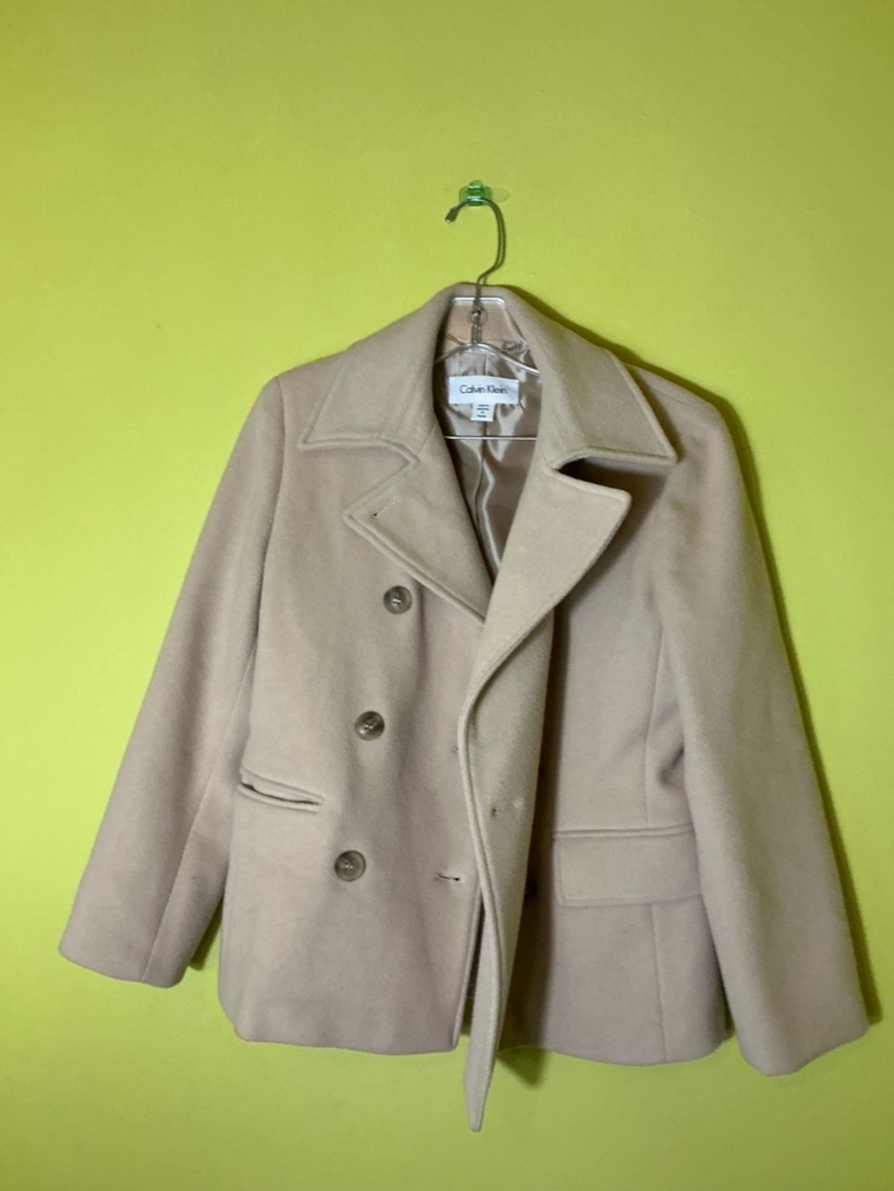Calvin Klein Women's Beige Double-Breasted Peacoat